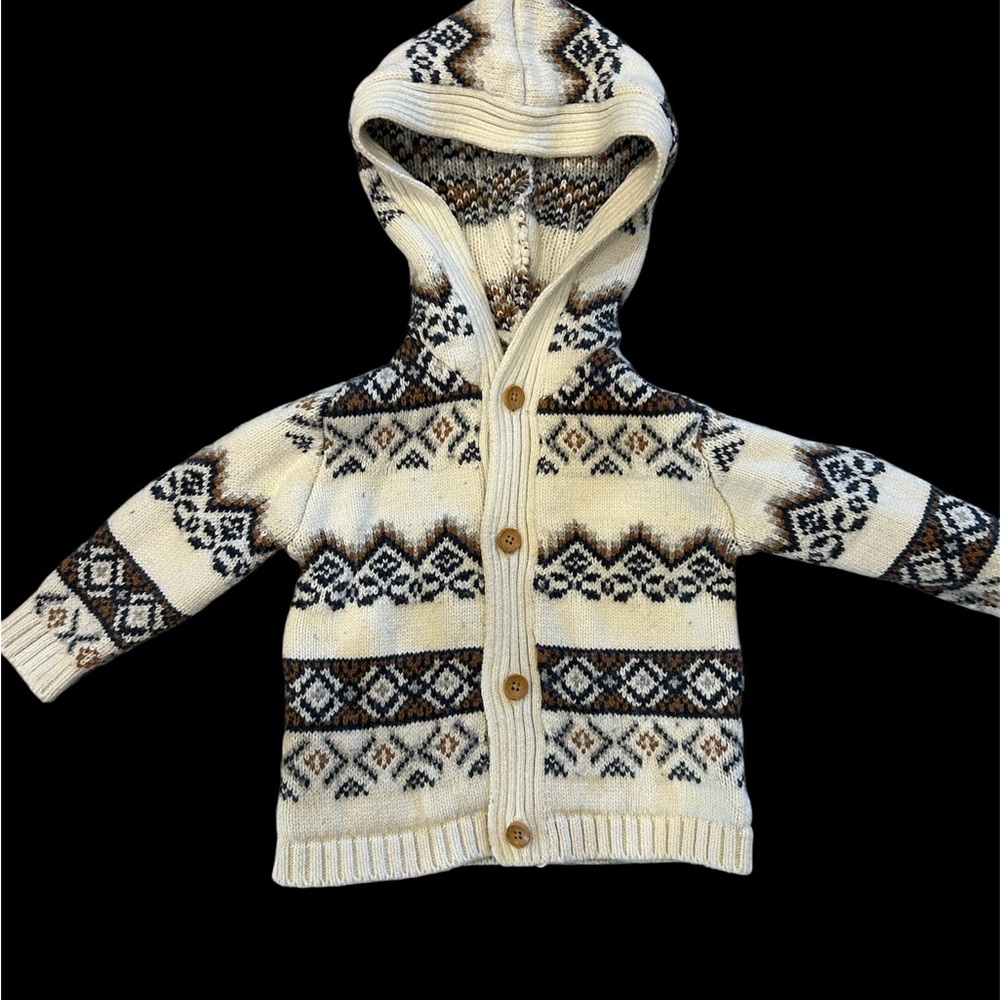 Charming Cream Patterned Knit Hoodie